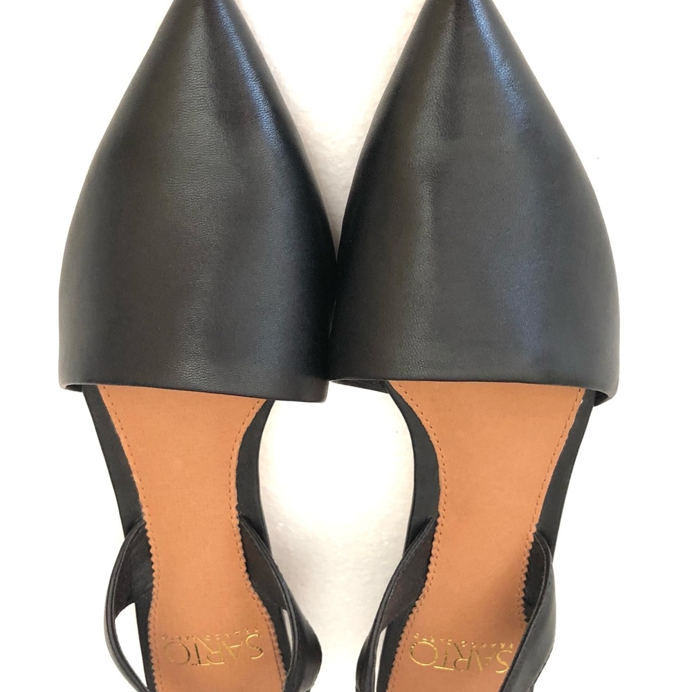 SARTO BY FRANCO SARTO — BLACK, POINTY TOW SLINGBACK FLATS - Picture 5 of 13